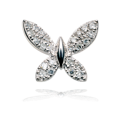 Boucle papillon-or blanc